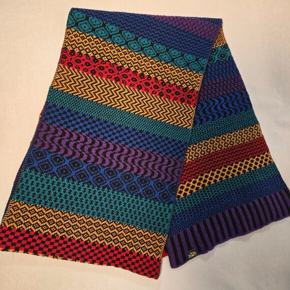 SOLMATE Boho UNISEX Multicolor Multi Patterns Recycled Knit Scarf New NO Tags! - Picture 7 of 14